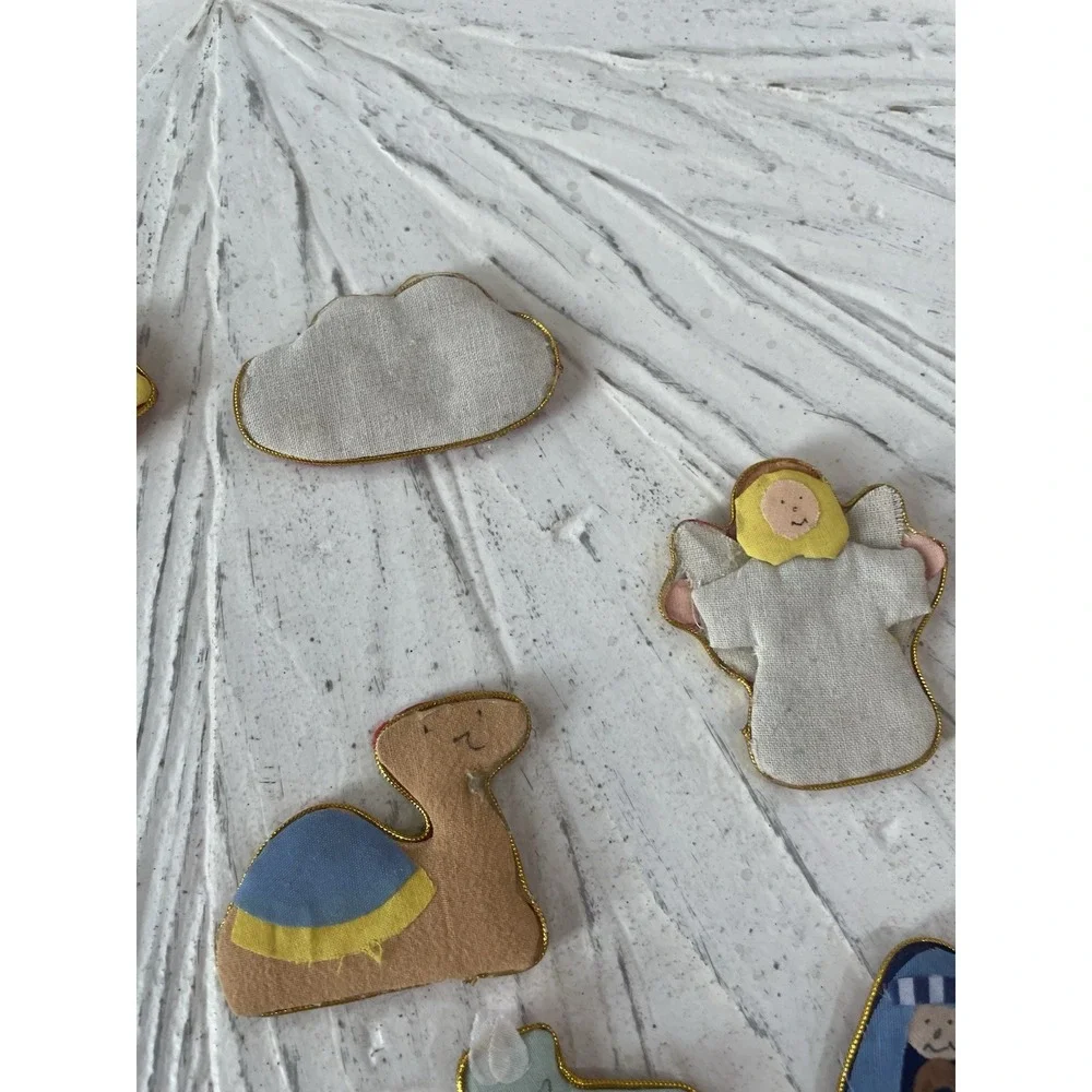 Vintage Lot of 23 Puffy Fabric Nativity Pieces for Felt Board Display Story Play